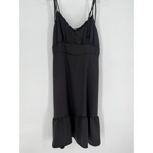NINE WEST Ruffle Hem Dress Womens XXL Black Spaghetti Strap V-neck LBD Goth Chic